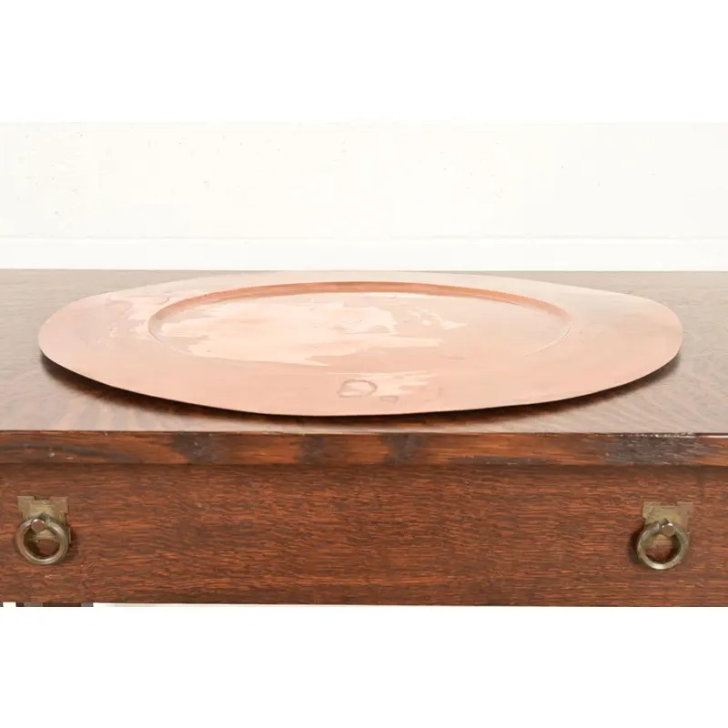 Arthur Cole for Avon Coppersmith Arts & Crafts Large Copper Serving Tray, 1930s - Image 4