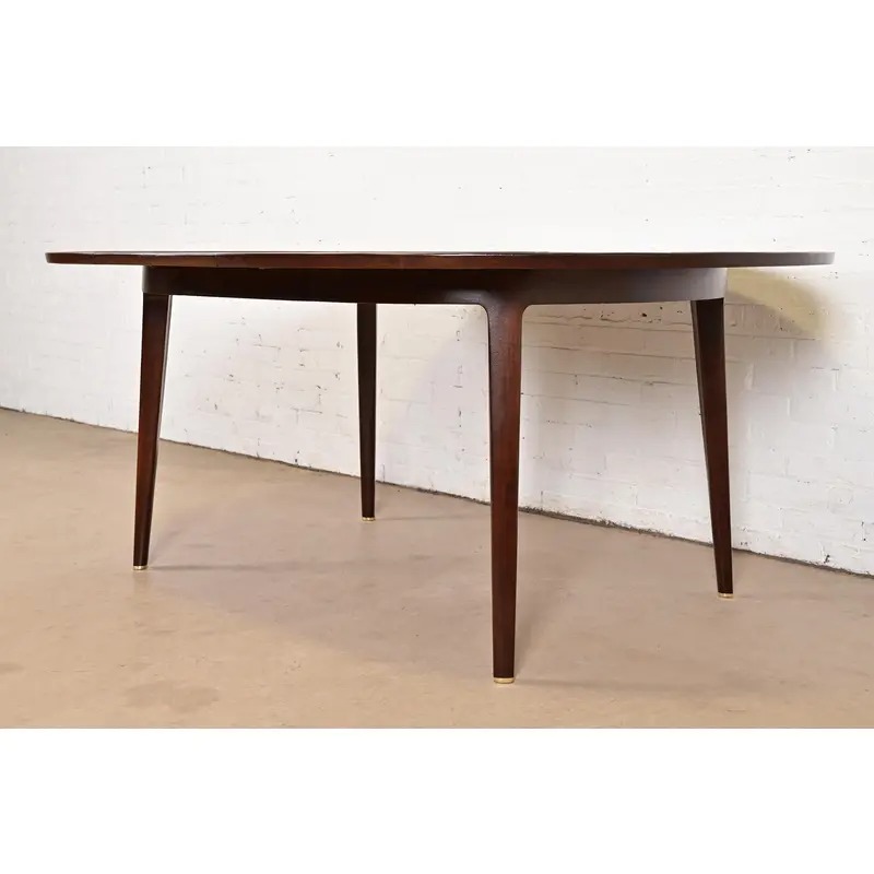 Edward Wormley for Dunbar Mid-Century Modern Walnut Extension Dining Table, Newly Refinished - Image 4