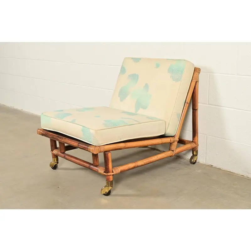 John Wisner for Ficks Reed Mid-Century Hollywood Regency Bamboo Rattan Lounge Chair, 1950s - Image 4