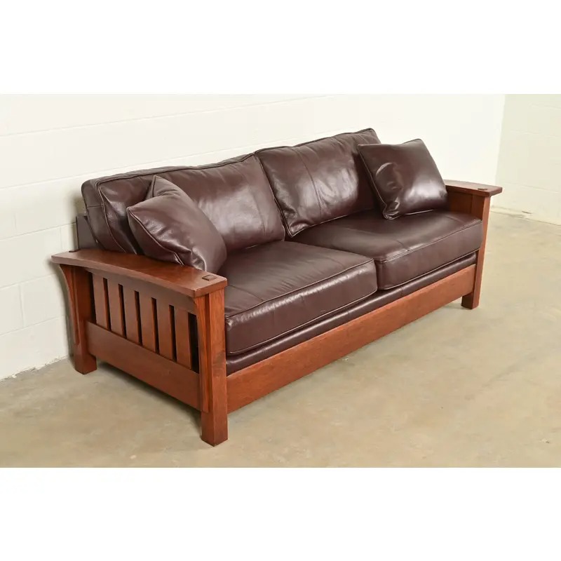 L. & J. G. Stickley Mission Oak Arts & Crafts Sofa - Image 4