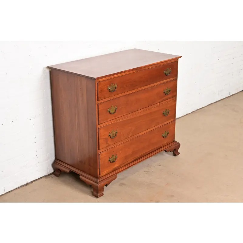 Stickley Georgian Solid Cherry Wood Four-Drawer Chest of Drawers, Circa 1950s - Image 4