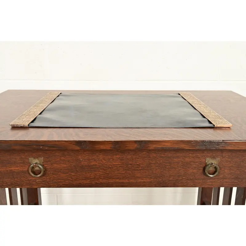 Tiffany Studios New York Zodiac Bronze Blotter Ends With Leather Desk Blotter - Image 4