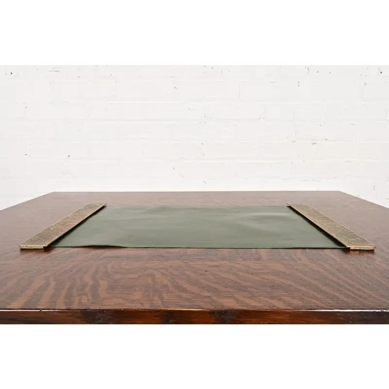 Tiffany Studios New York Zodiac Bronze Blotter Ends With Leather Desk Blotter - Image 4