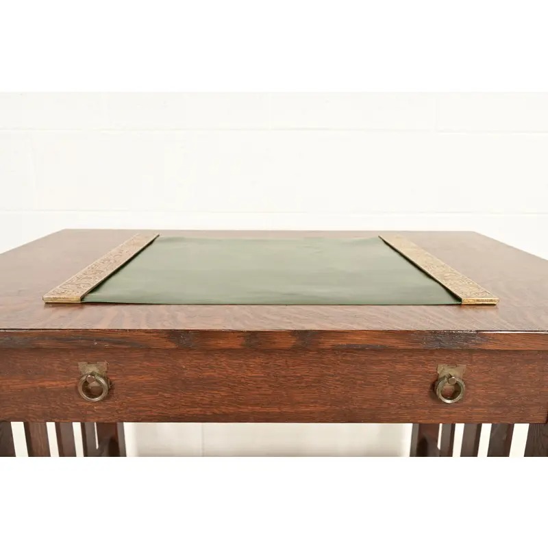 Tiffany Studios New York Zodiac Bronze Doré Blotter Ends With Leather Desk Blotter - Image 4