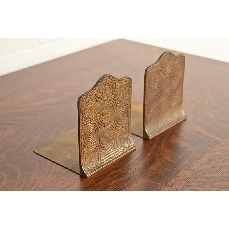 Tiffany Studios New York Zodiac Pattern Bronze Bookends, Circa 1910 - Image 4