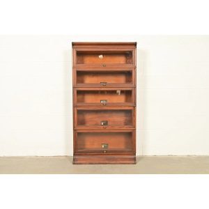 Antique Mission Oak Arts & Crafts Viking Five-Stack Barrister Bookcase, Circa 1900