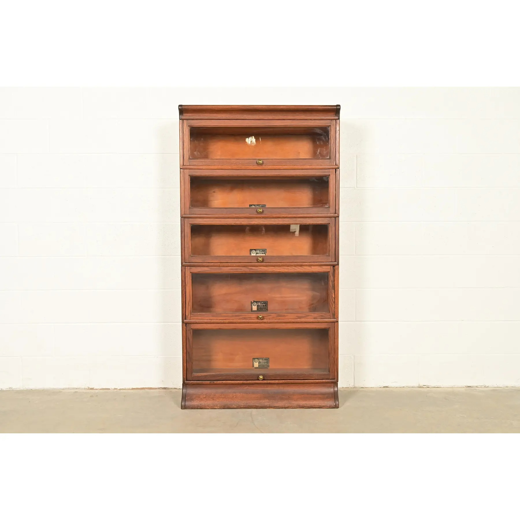 Antique Mission Oak Arts & Crafts Viking Five-Stack Barrister Bookcase, Circa 1900