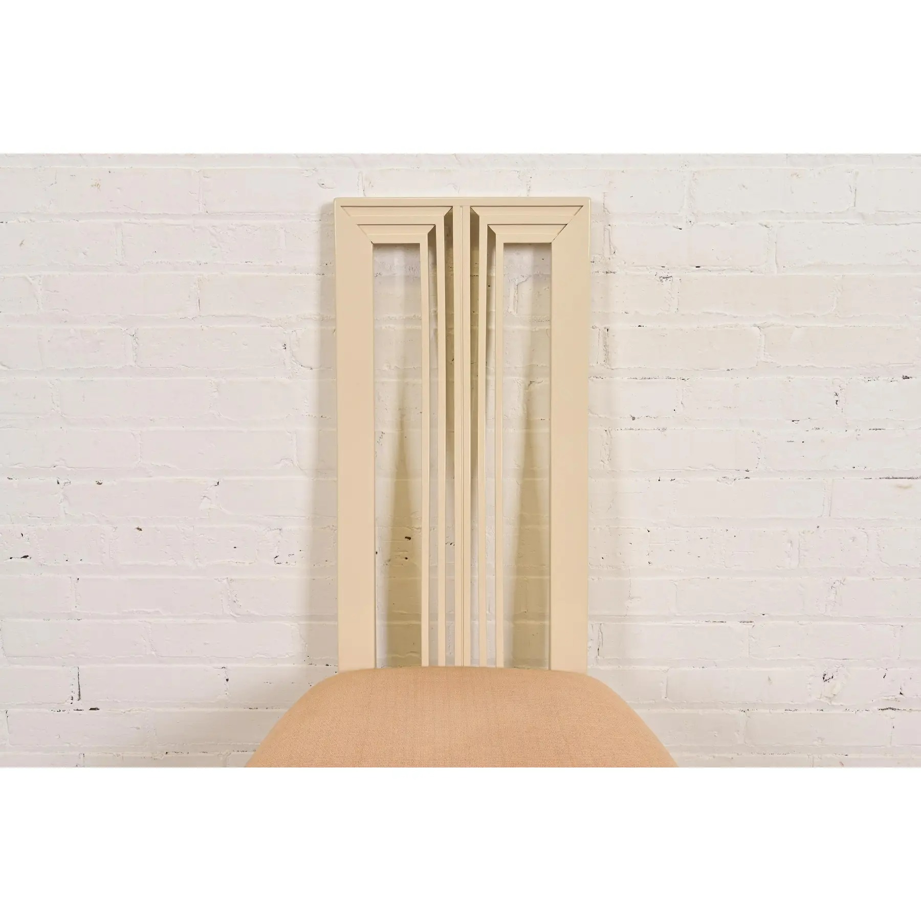 Italian Modern Cream Lacquered High Back Dining Chairs, Set of Six - Image 6