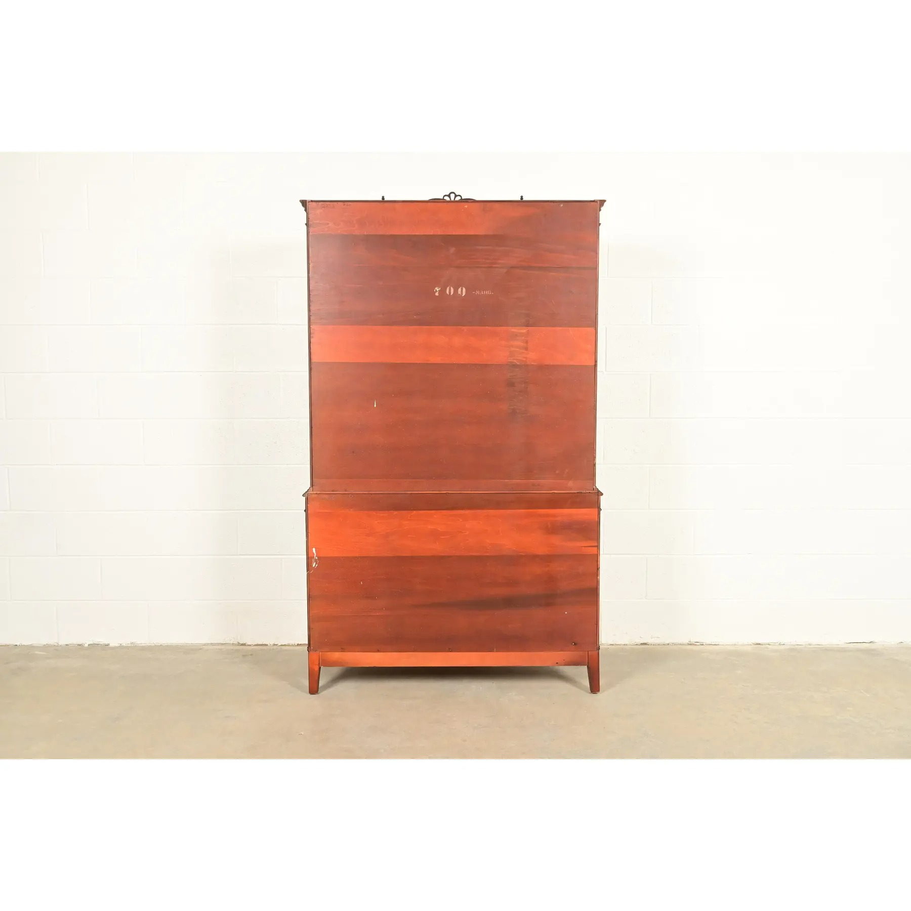 Romweber Antique Georgian Flame Mahogany Breakfront Bookcase Cabinet, Circa 1920s - Image 12