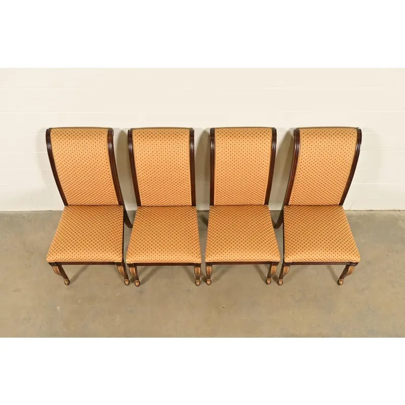 Baker Furniture Style Regency Carved Mahogany and Gold Gilt Dining Chairs, Set of Four - Image 5