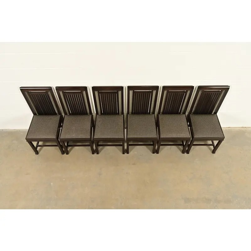 Frank Lloyd Wright for Cassina Arts & Crafts Dark Cherry Wood Dining Chairs, Set of Six - Image 5