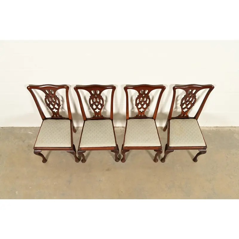 Henredon Style Georgian Carved Mahogany Dining Chairs, Set of Four - Image 5