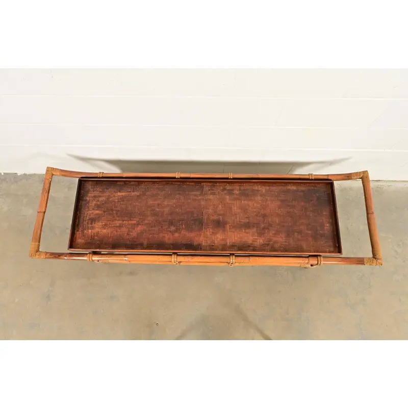 John Wisner for Ficks Reed Mid-Century Hollywood Regency Pagoda Coffee Table, 1950s - Image 5