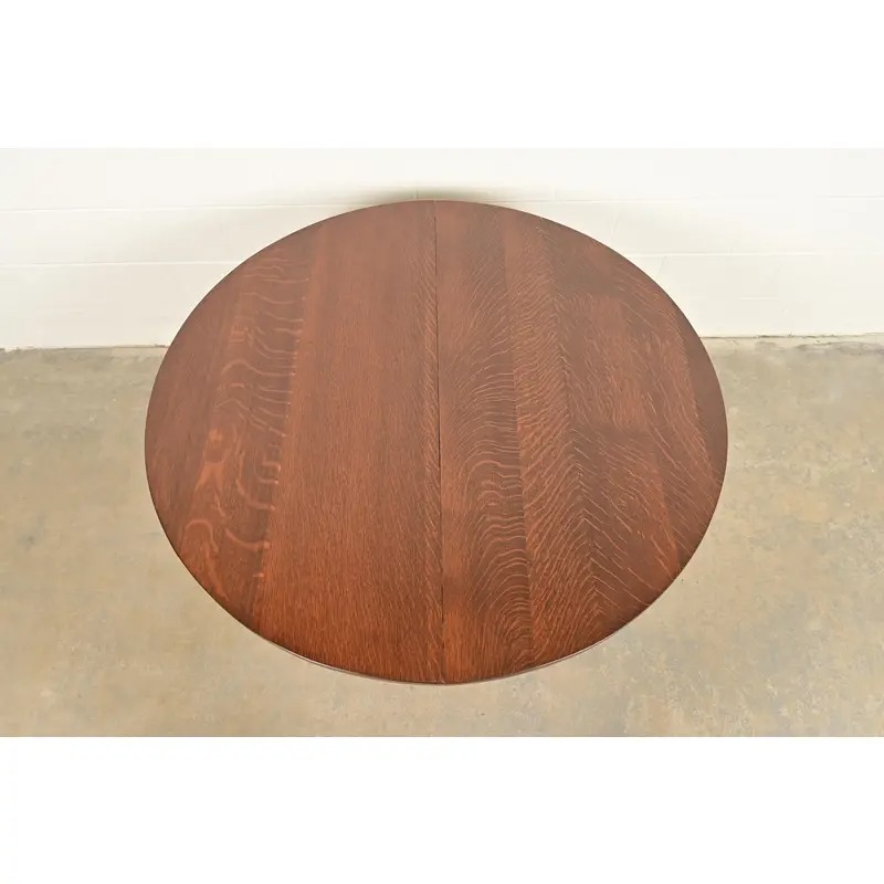 L. & J. G. Stickley Antique Mission Oak Arts & Crafts Extension Dining Table, Newly Refinished - Image 5