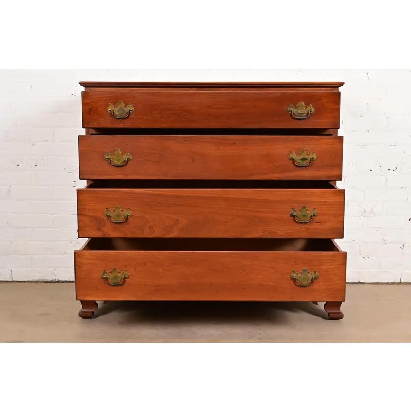 Stickley Georgian Solid Cherry Wood Four-Drawer Chest of Drawers, Circa 1950s - Image 5