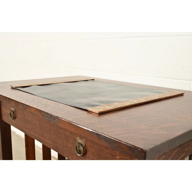 Tiffany Studios New York Zodiac Bronze Blotter Ends With Leather Desk Blotter - Image 5