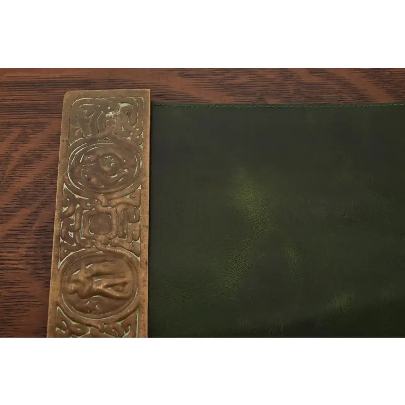Tiffany Studios New York Zodiac Bronze Blotter Ends With Leather Desk Blotter - Image 5