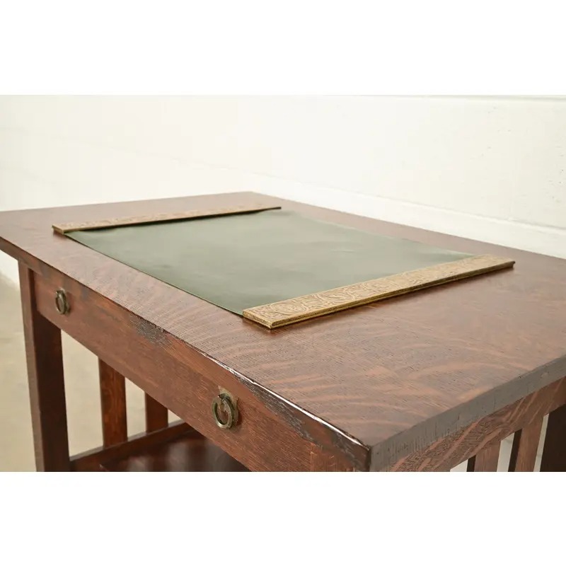 Tiffany Studios New York Zodiac Bronze Doré Blotter Ends With Leather Desk Blotter - Image 5