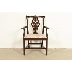 Ethan Allen Georgian Carved Mahogany Armchair