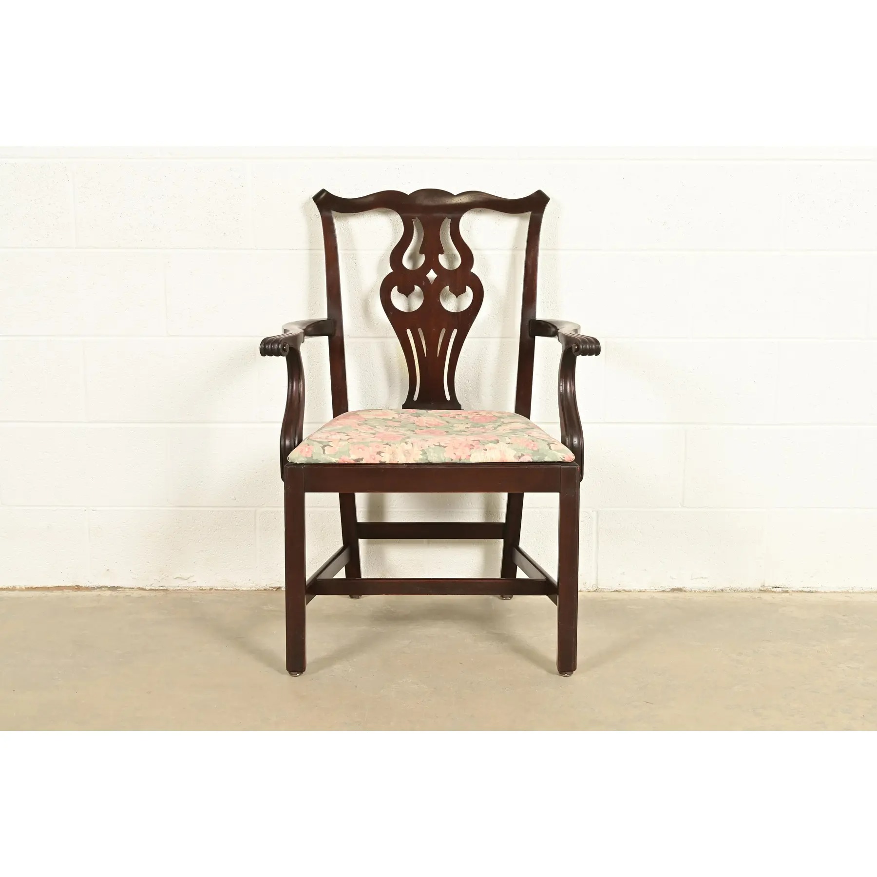 Ethan Allen Georgian Carved Mahogany Armchair