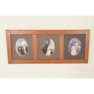 Stickley Style Antique Mission Oak Arts & Crafts Triple Picture Frame, Circa 1910