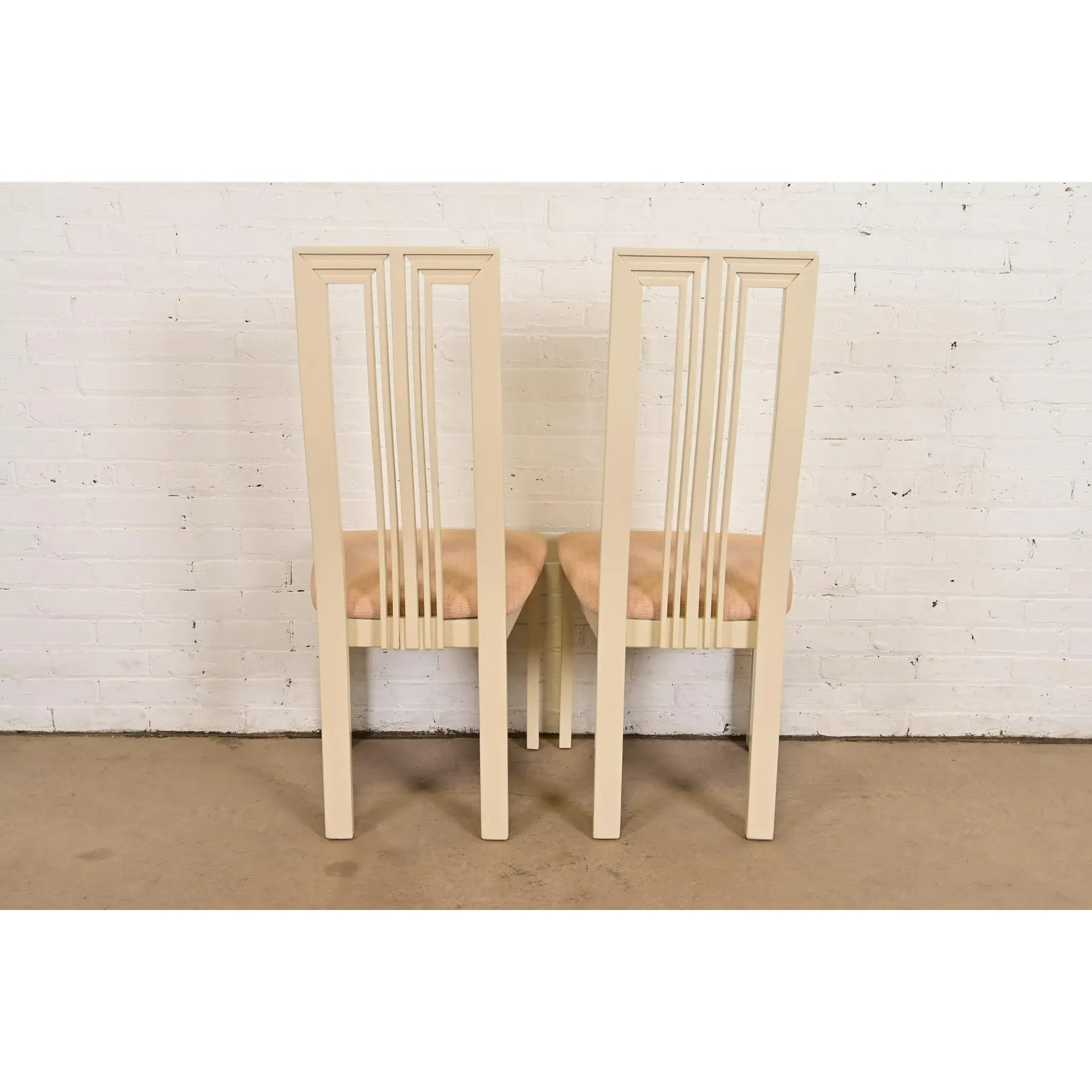 Italian Modern Cream Lacquered High Back Dining Chairs, Set of Four - Image 13