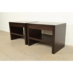Barbara Barry for Baker Furniture Modern Oversized Dark Mahogany Nightstands, Newly Refinished