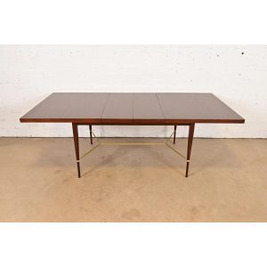 Paul McCobb for Directional Mahogany and Brass Extension Dining Table, Newly Refinished