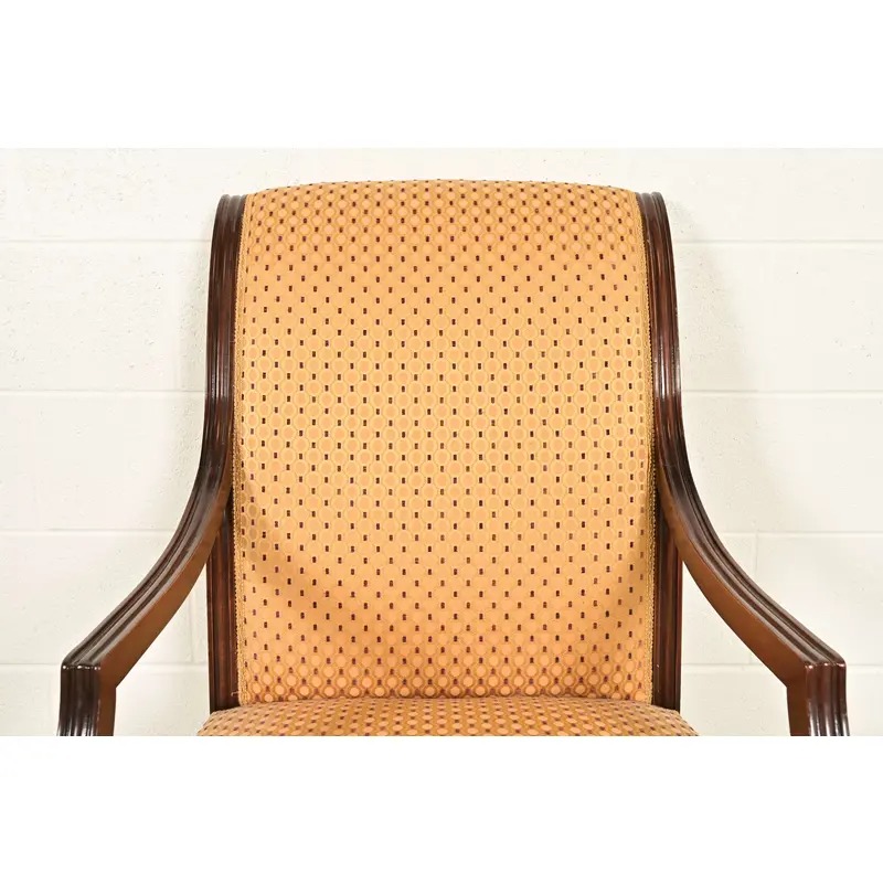 Baker Furniture Style Regency Carved Mahogany and Gold Gilt Armchairs, Pair - Image 6