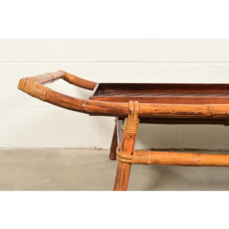 John Wisner for Ficks Reed Mid-Century Hollywood Regency Pagoda Coffee Table, 1950s - Image 6