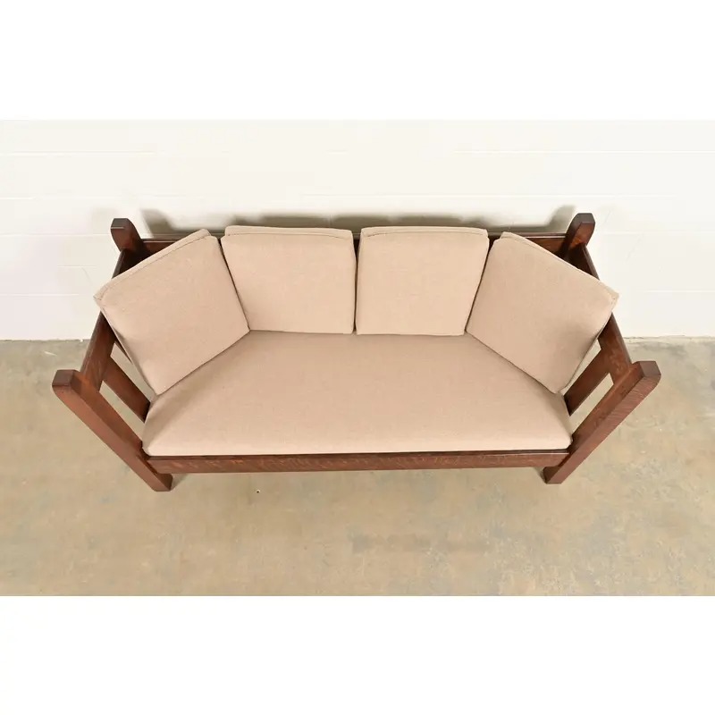 Stickley Brothers Antique Mission Oak Arts and Crafts Settle Sofa, Fully Restored - Image 6