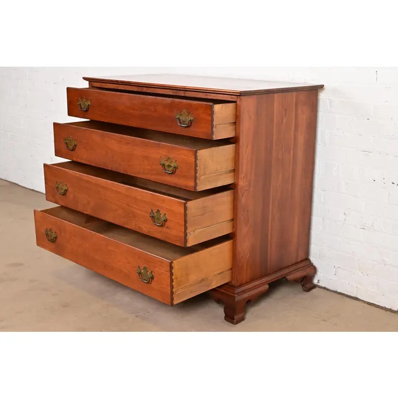 Stickley Georgian Solid Cherry Wood Four-Drawer Chest of Drawers, Circa 1950s - Image 6
