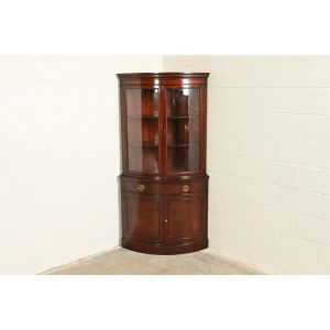 Drexel Georgian Mahogany Bow Front Corner Cabinet, 1950s