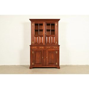 Kittinger Georgian Carved Mahogany Breakfront Bookcase Cabinet