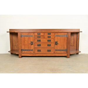 L. & J. G. Stickley Rare Mission Oak Arts & Crafts Columbus Avenue Monumental Sideboard, Newly Refinished