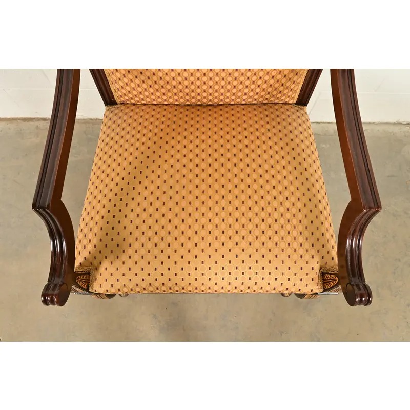 Baker Furniture Style Regency Carved Mahogany and Gold Gilt Armchairs, Pair - Image 7