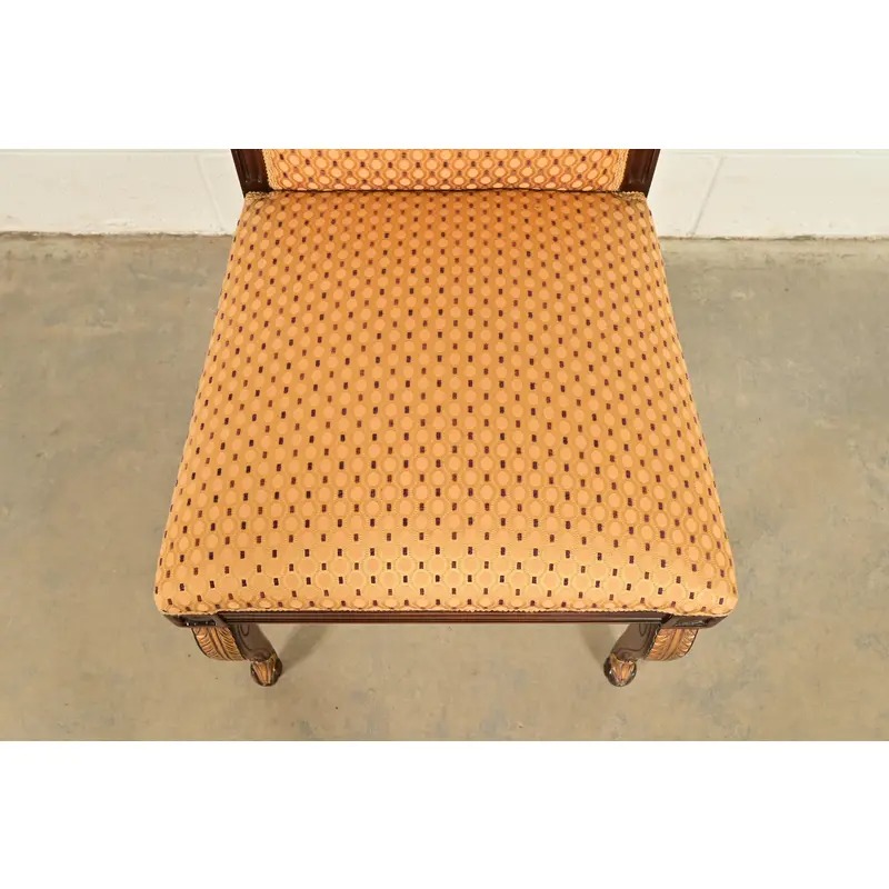 Baker Furniture Style Regency Carved Mahogany and Gold Gilt Dining Chairs, Set of Four - Image 7