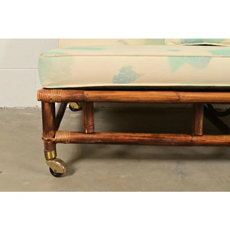 John Wisner for Ficks Reed Mid-Century Hollywood Regency Bamboo Rattan Loveseat, 1950s - Image 7