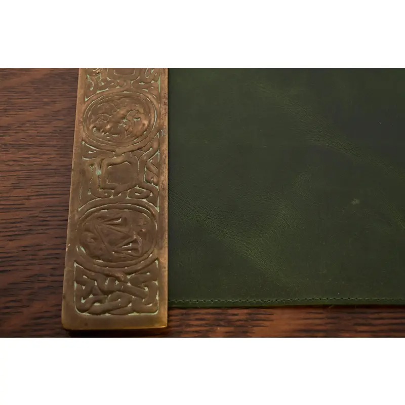 Tiffany Studios New York Zodiac Bronze Blotter Ends With Leather Desk Blotter - Image 7