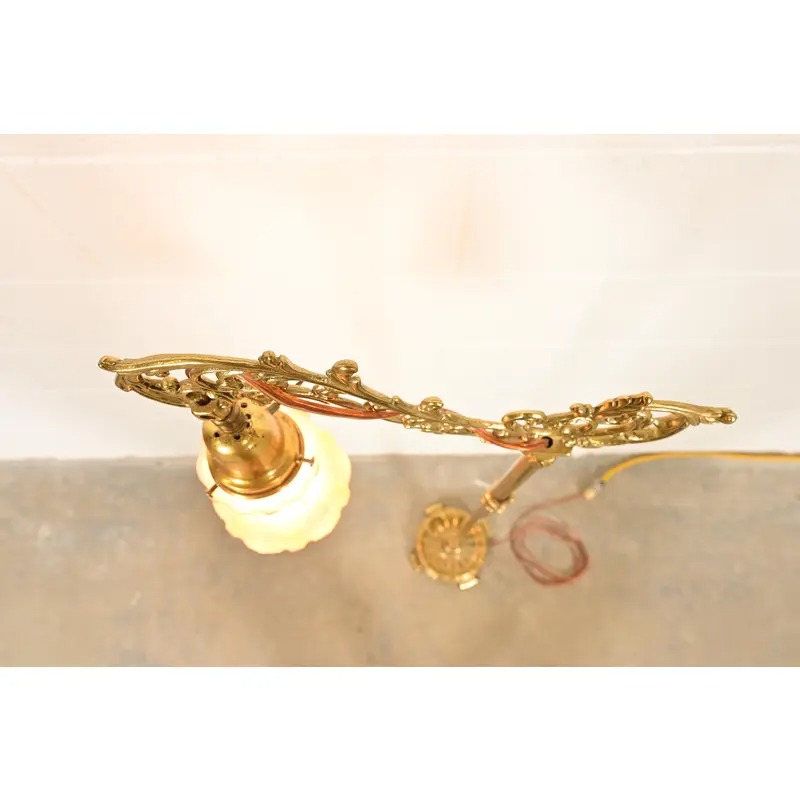 Antique Art Nouveau Brass Bridge Arm Floor Lamp - Image 8