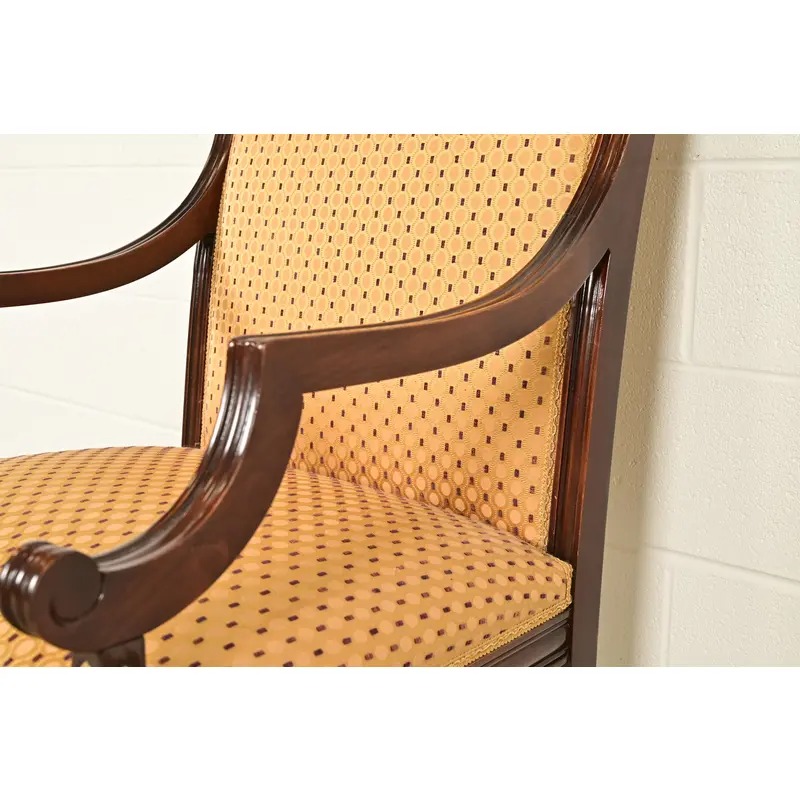 Baker Furniture Style Regency Carved Mahogany and Gold Gilt Armchairs, Pair - Image 8