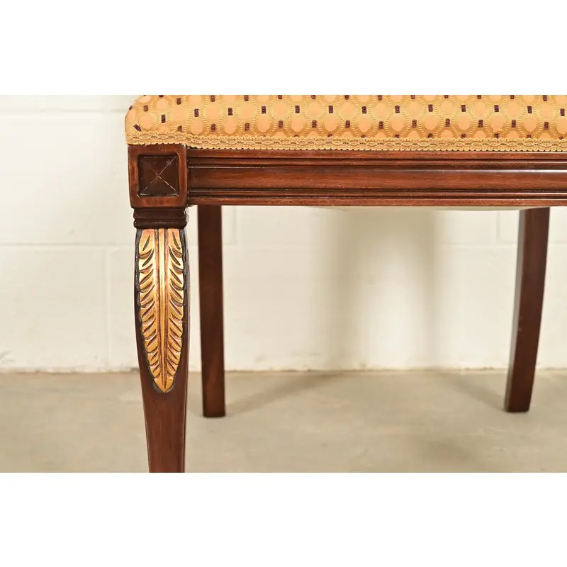 Baker Furniture Style Regency Carved Mahogany and Gold Gilt Dining Chairs, Set of Four - Image 8