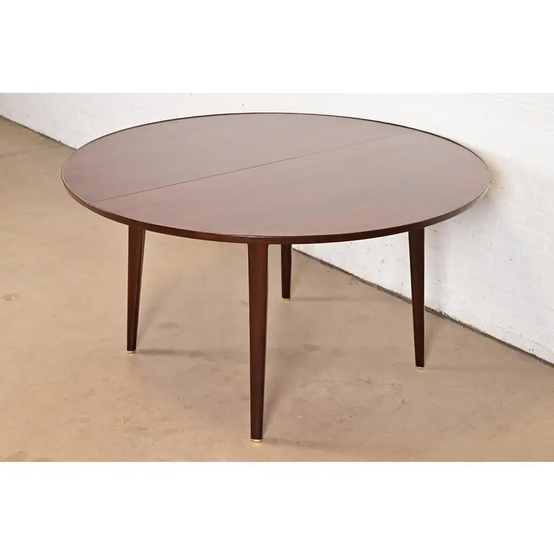 Edward Wormley for Dunbar Mid-Century Modern Walnut Extension Dining Table, Newly Refinished - Image 8