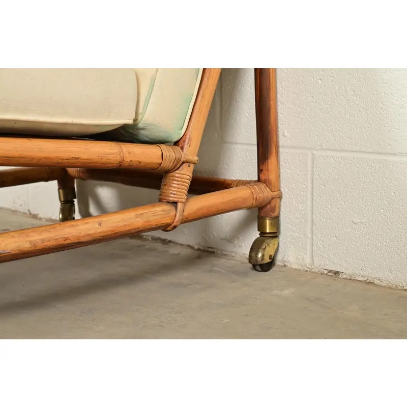 John Wisner for Ficks Reed Mid-Century Hollywood Regency Bamboo Rattan Lounge Chair, 1950s - Image 8