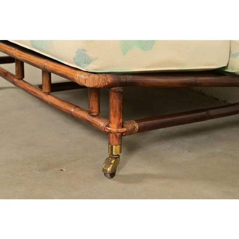 John Wisner for Ficks Reed Mid-Century Hollywood Regency Bamboo Rattan Loveseat, 1950s - Image 8