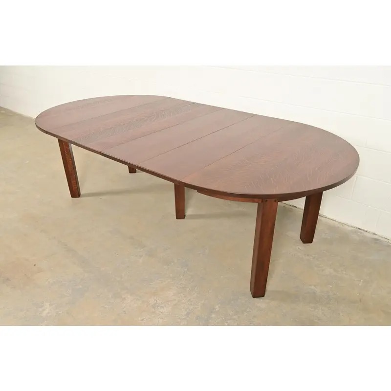 L. & J. G. Stickley Antique Mission Oak Arts & Crafts Extension Dining Table, Newly Refinished - Image 8