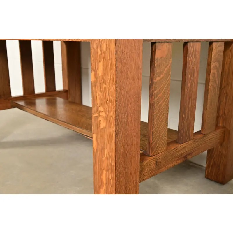 Stickley Brothers Style Antique Mission Oak Arts & Crafts Writing Desk or Library Table, Circa 1900 - Image 8