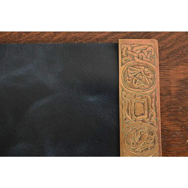 Tiffany Studios New York Zodiac Bronze Blotter Ends With Leather Desk Blotter - Image 8