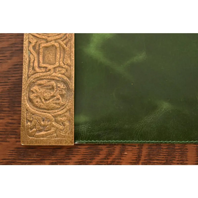 Tiffany Studios New York Zodiac Bronze Doré Blotter Ends With Leather Desk Blotter - Image 8