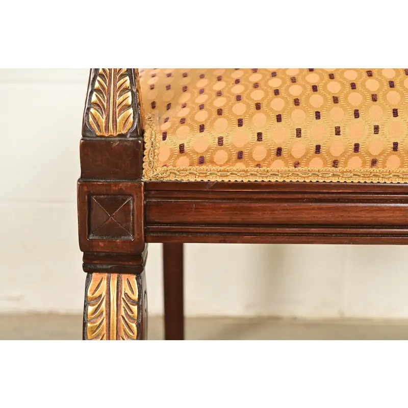 Baker Furniture Style Regency Carved Mahogany and Gold Gilt Armchairs, Pair - Image 9